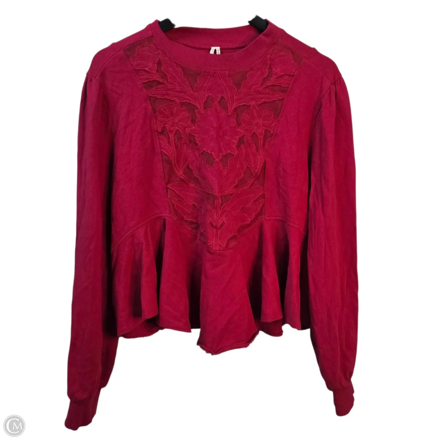 Top Long Sleeve Basic By Anthropologie In Red, Size: M