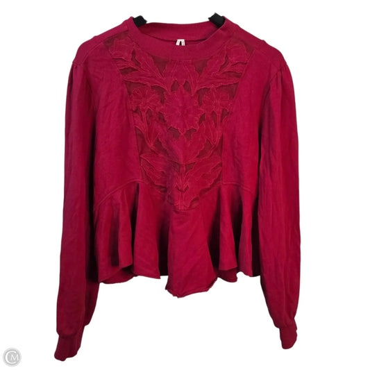 Top Long Sleeve Basic By Anthropologie In Red, Size: M