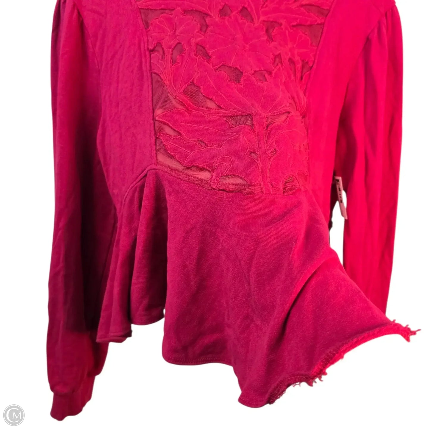 Top Long Sleeve Basic By Anthropologie In Red, Size: M