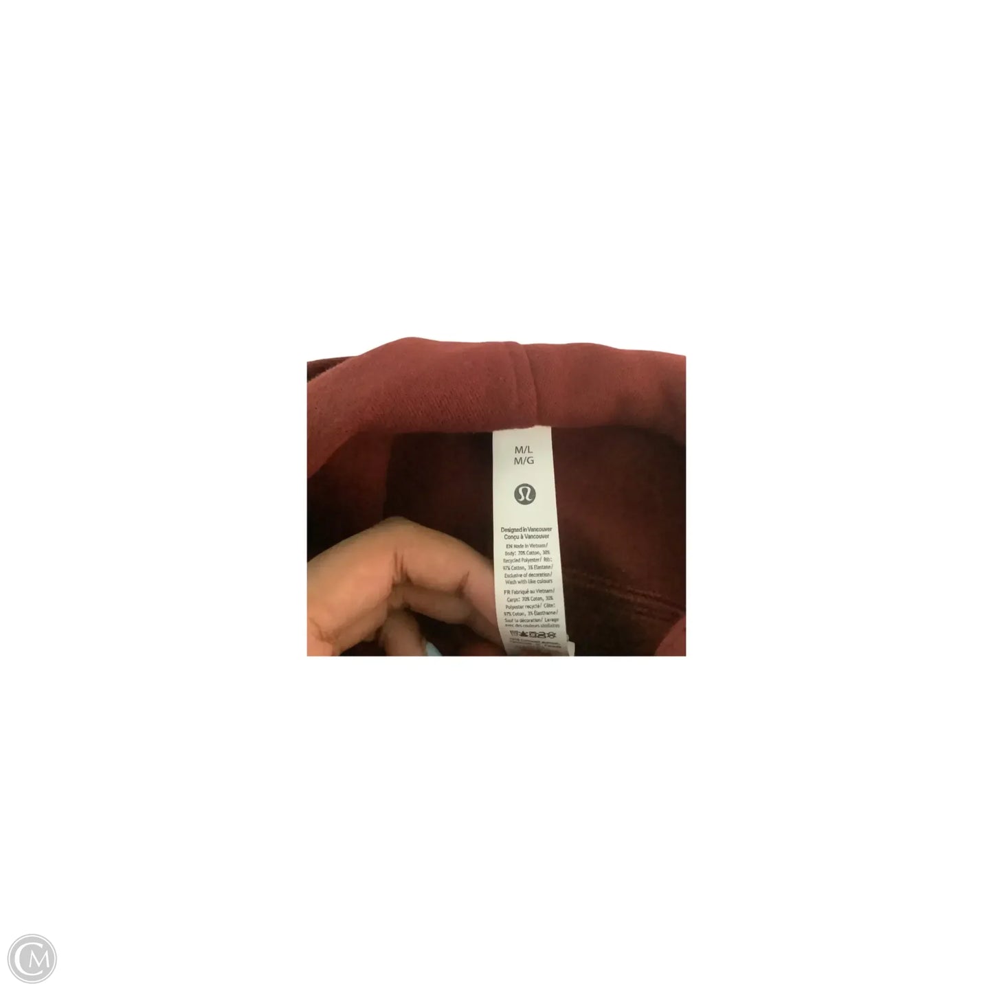 Sweatshirt Hoodie By Lululemon In Maroon, Size: M
