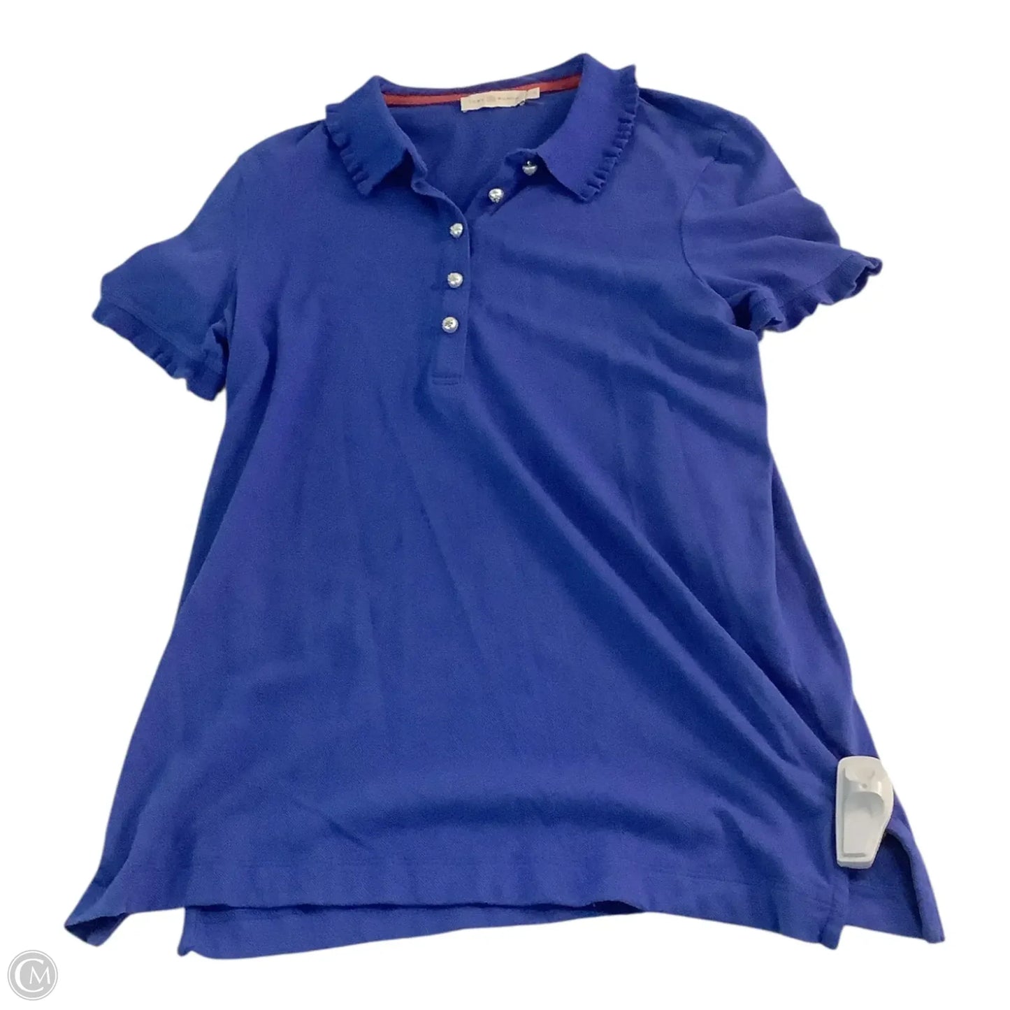 Top Short Sleeve Designer By Tory Burch In Blue, Size: L