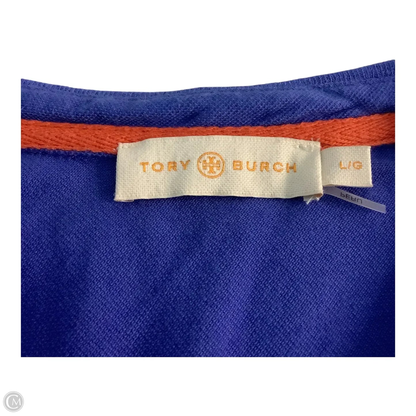 Top Short Sleeve Designer By Tory Burch In Blue, Size: L