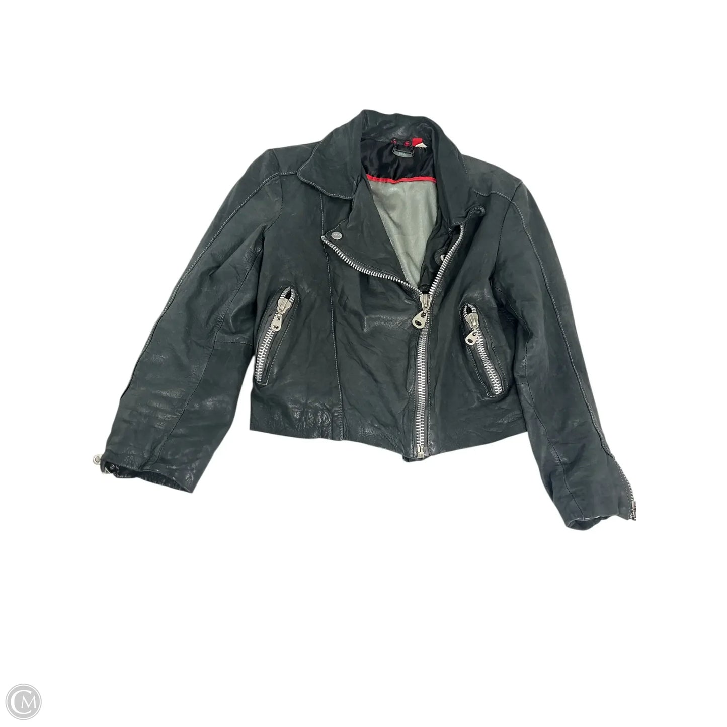 Jacket Leather By Clothes Mentor In Grey, Size: S