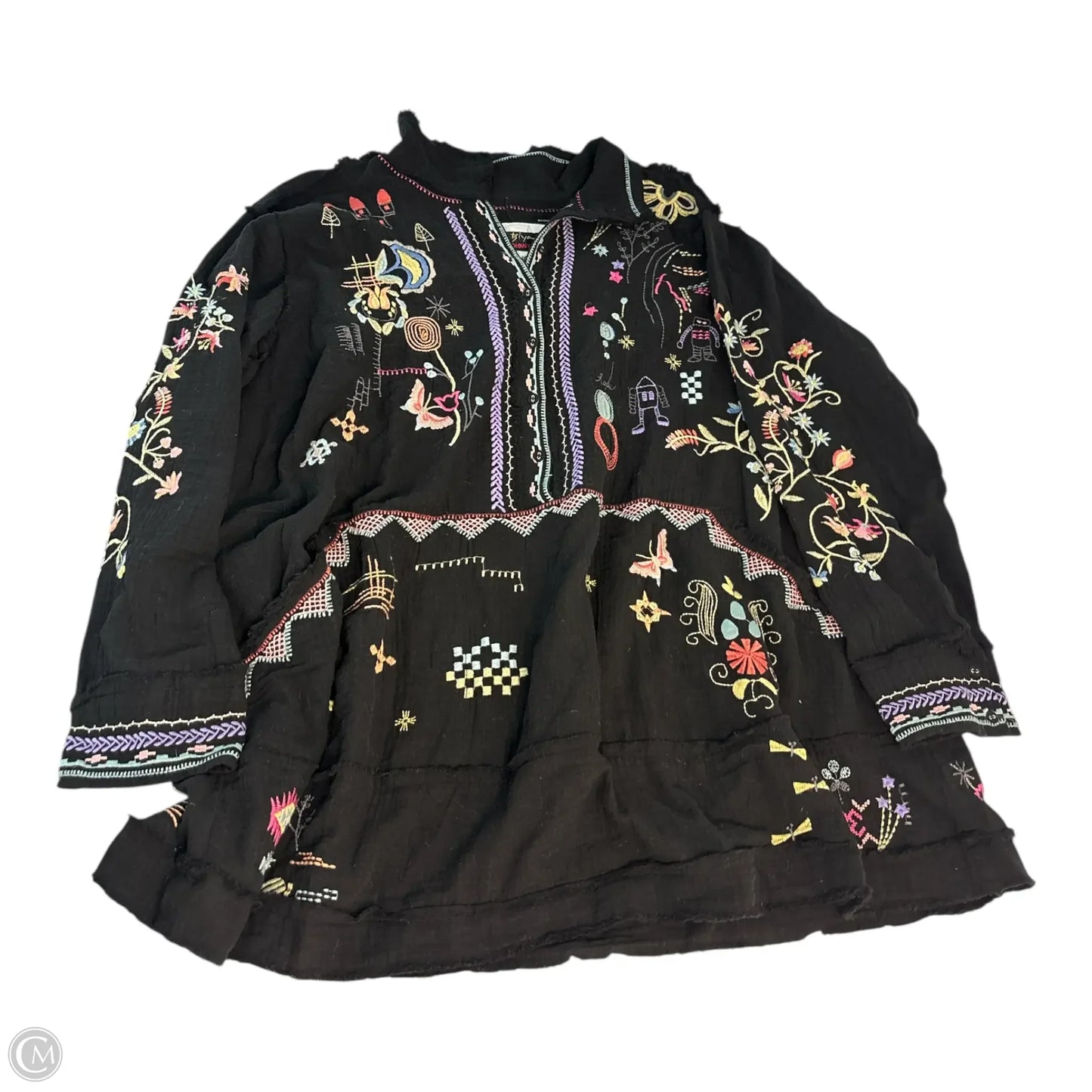 Top Long Sleeve By Johnny Was In Black, Size: 3x