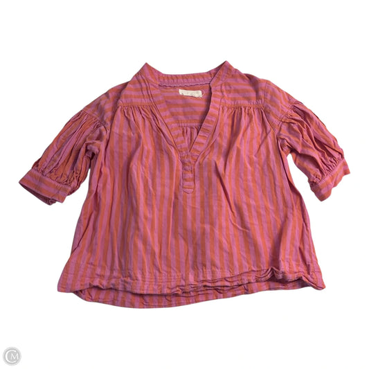 Top Short Sleeve By Anthropologie In Orange & Pink, Size: S