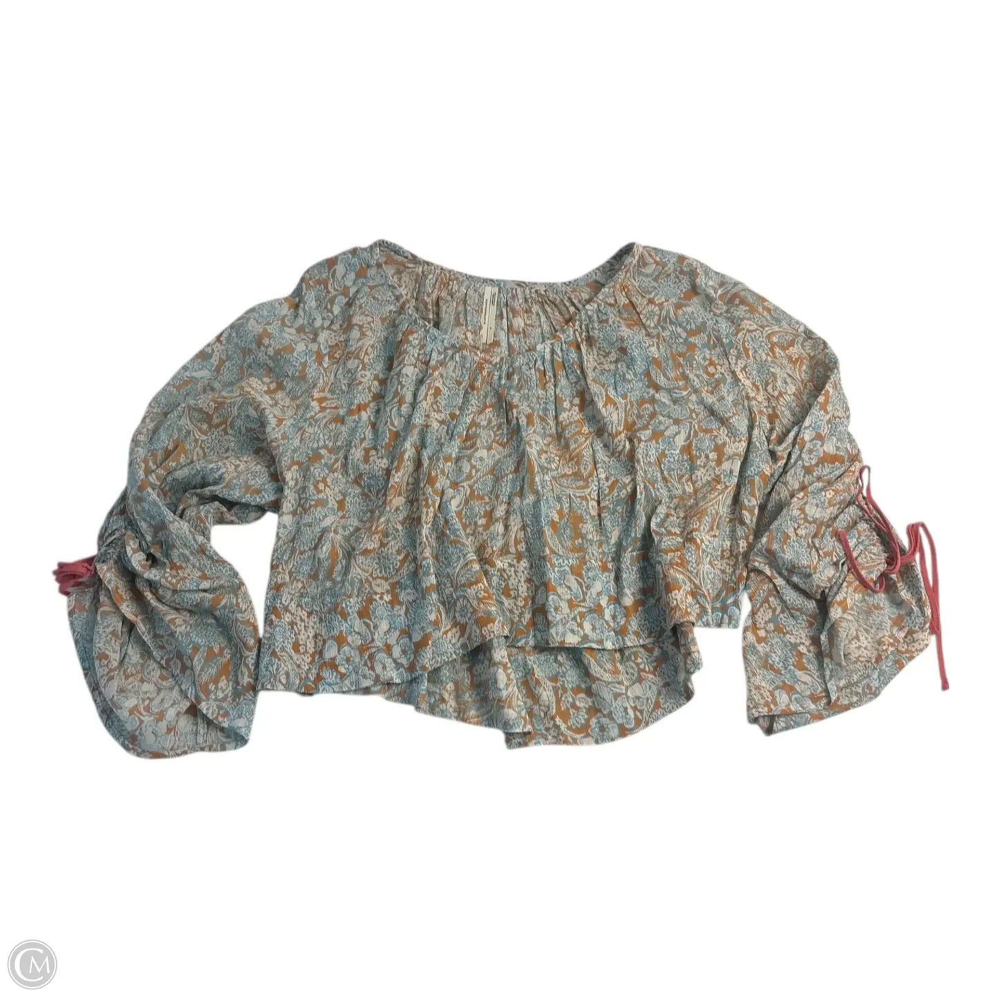 Top Long Sleeve Basic By Anthropologie In Blue & Orange, Size: S