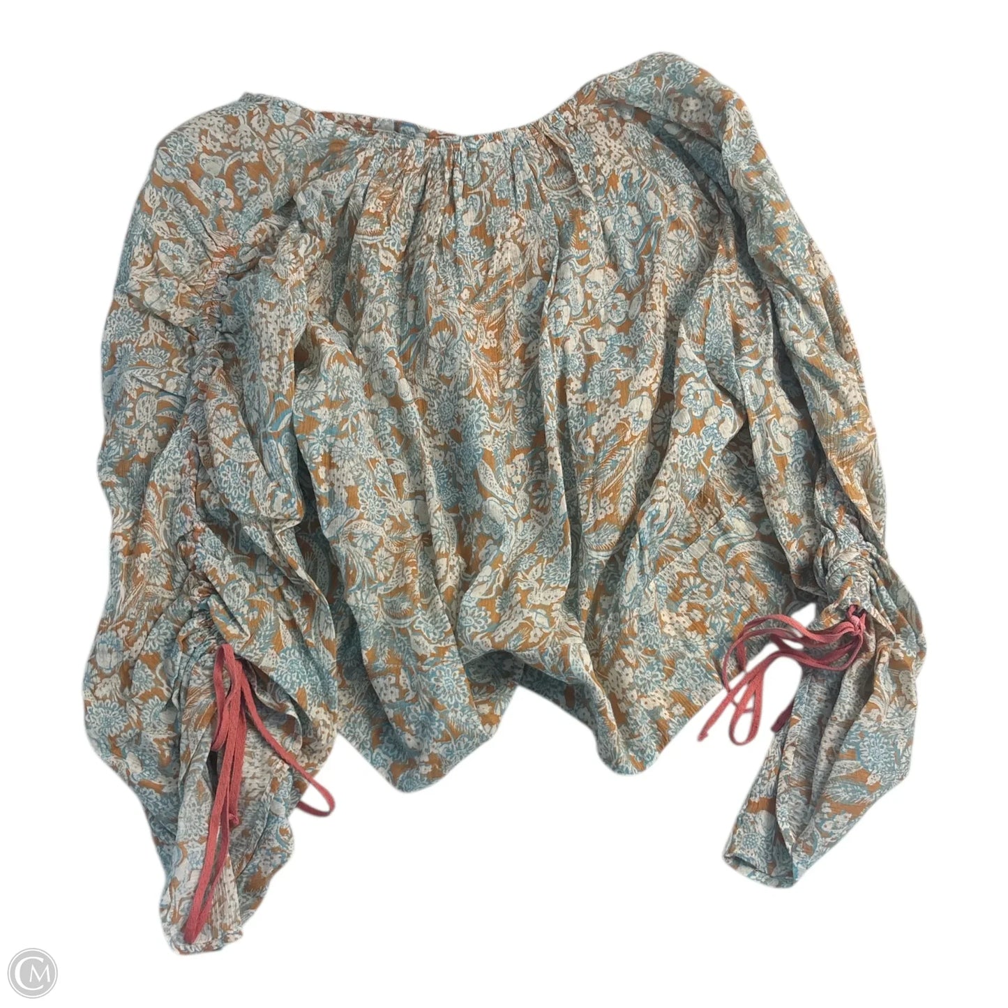 Top Long Sleeve Basic By Anthropologie In Blue & Orange, Size: S