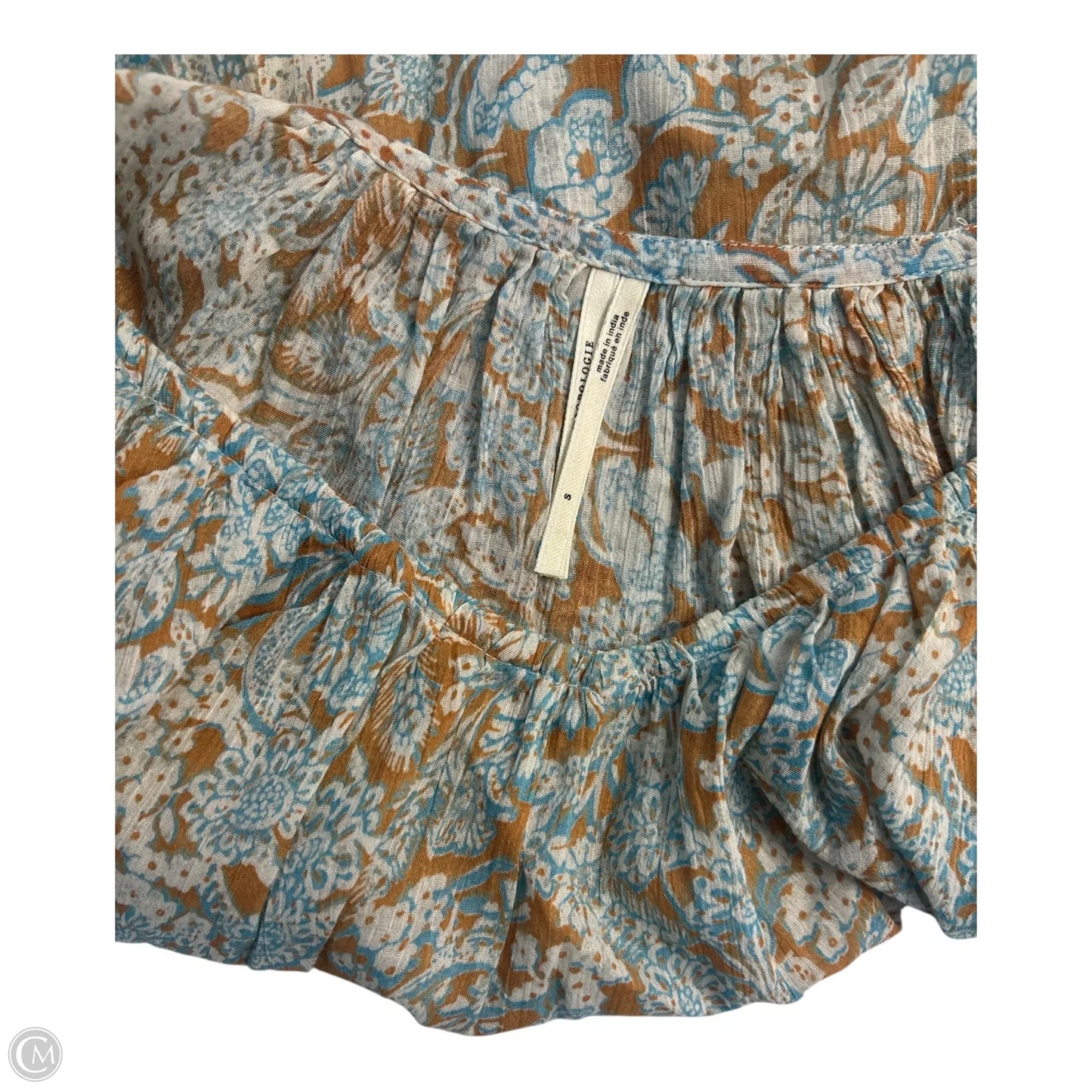 Top Long Sleeve Basic By Anthropologie In Blue & Orange, Size: S