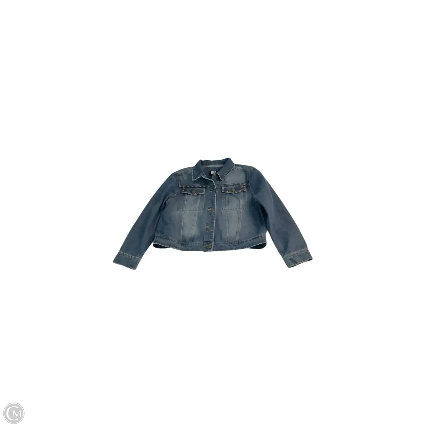 Jacket Designer By Frye In Blue Denim, Size: L