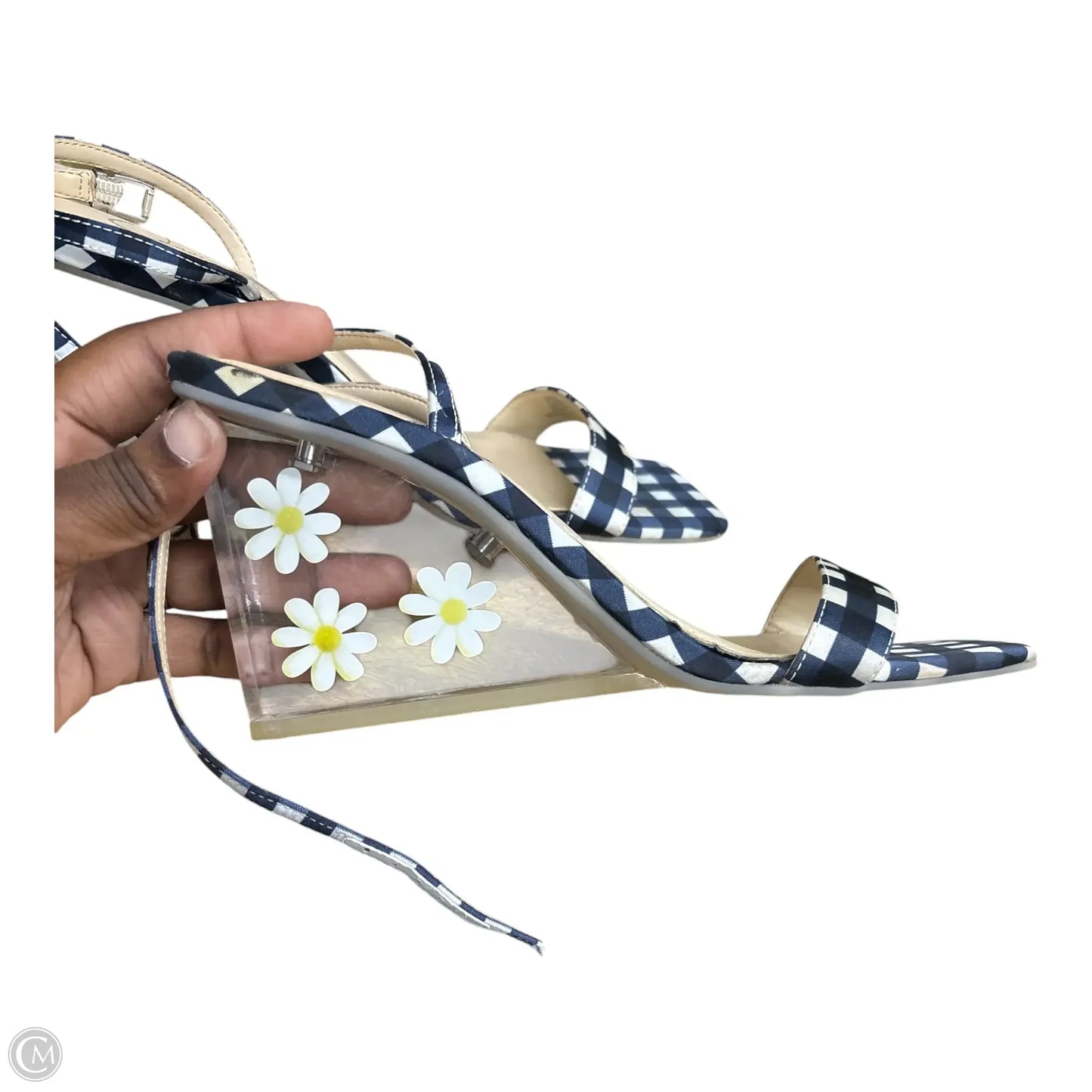 Sandals Heels Wedge By Jessica Simpson In Checkered Pattern, Size: 7.5