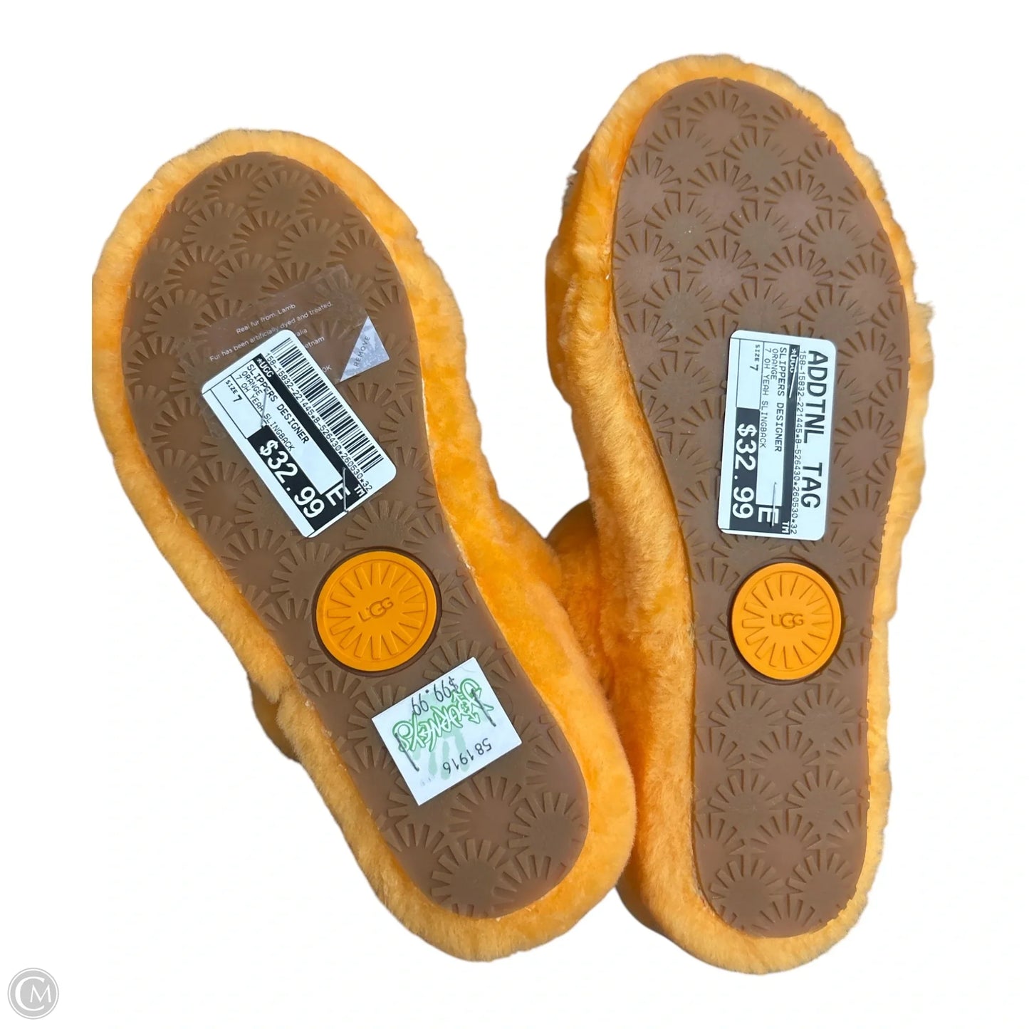Slippers Designer By Ugg In Orange, Size: 7