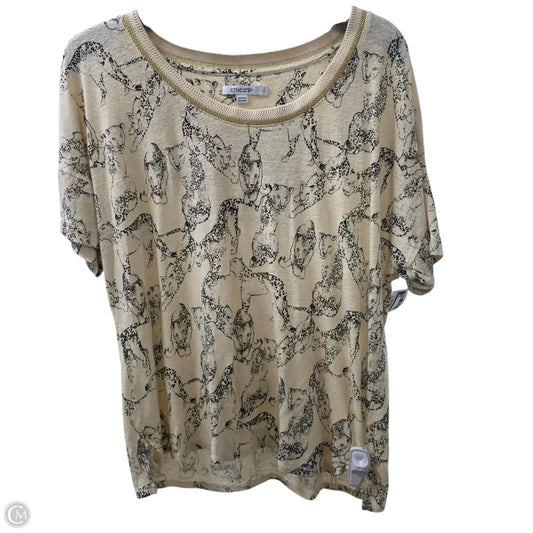 Top Short Sleeve Basic By Chicos In Animal Print, Size: L