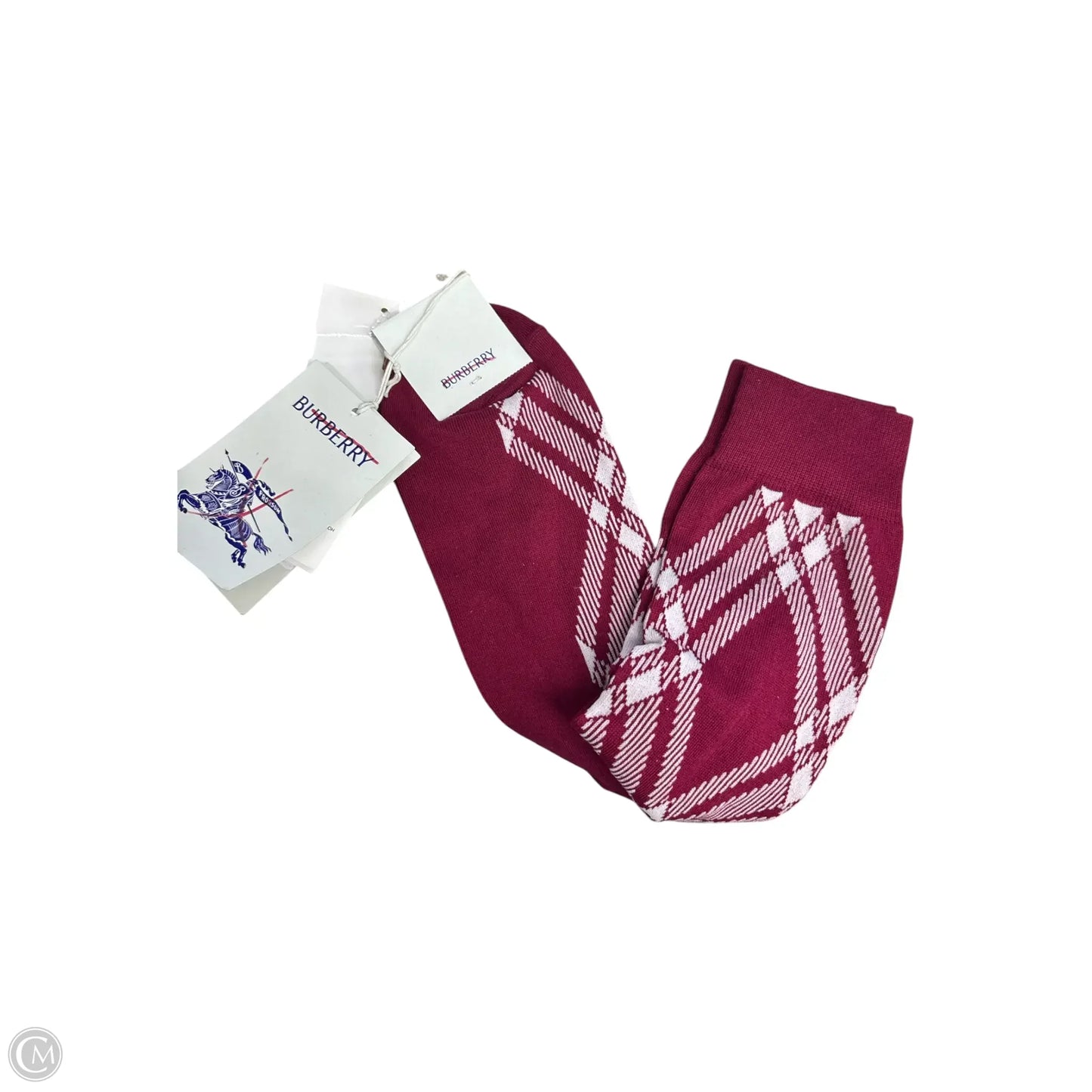 Socks Luxury Designer By Burberry In Maroon, Size: 0