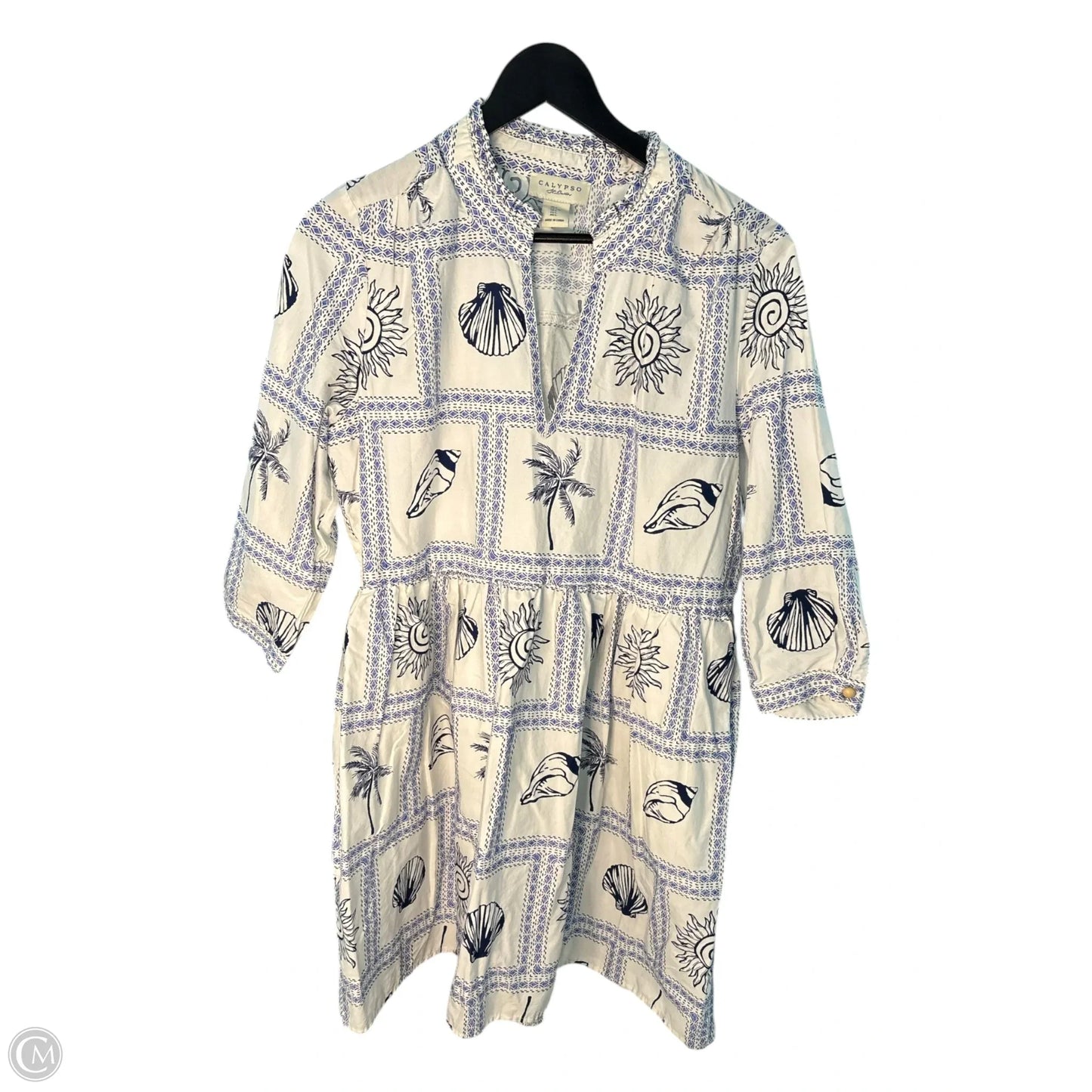 Dress Casual Midi By Calypso St Barth In Blue & White, Size: L