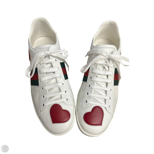 Shoes Luxury Designer By Gucci In Green & Red, Size:41 women's Ace Sneakers Web Heart