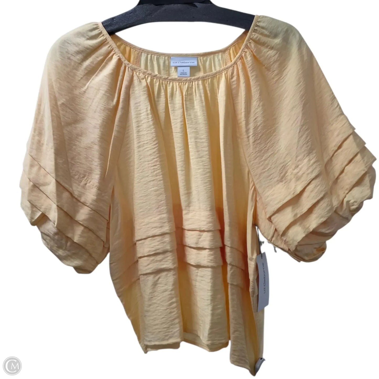 Top Short Sleeve Basic By Liz Claiborne In Yellow, Size: L