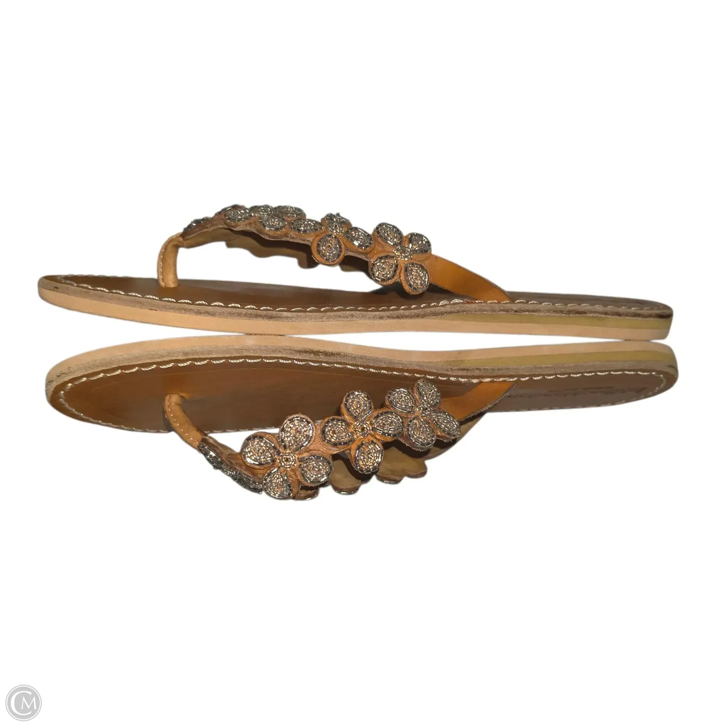 Sandals Flip Flops By LAIDBACK LONDON In Silver, Size: 10