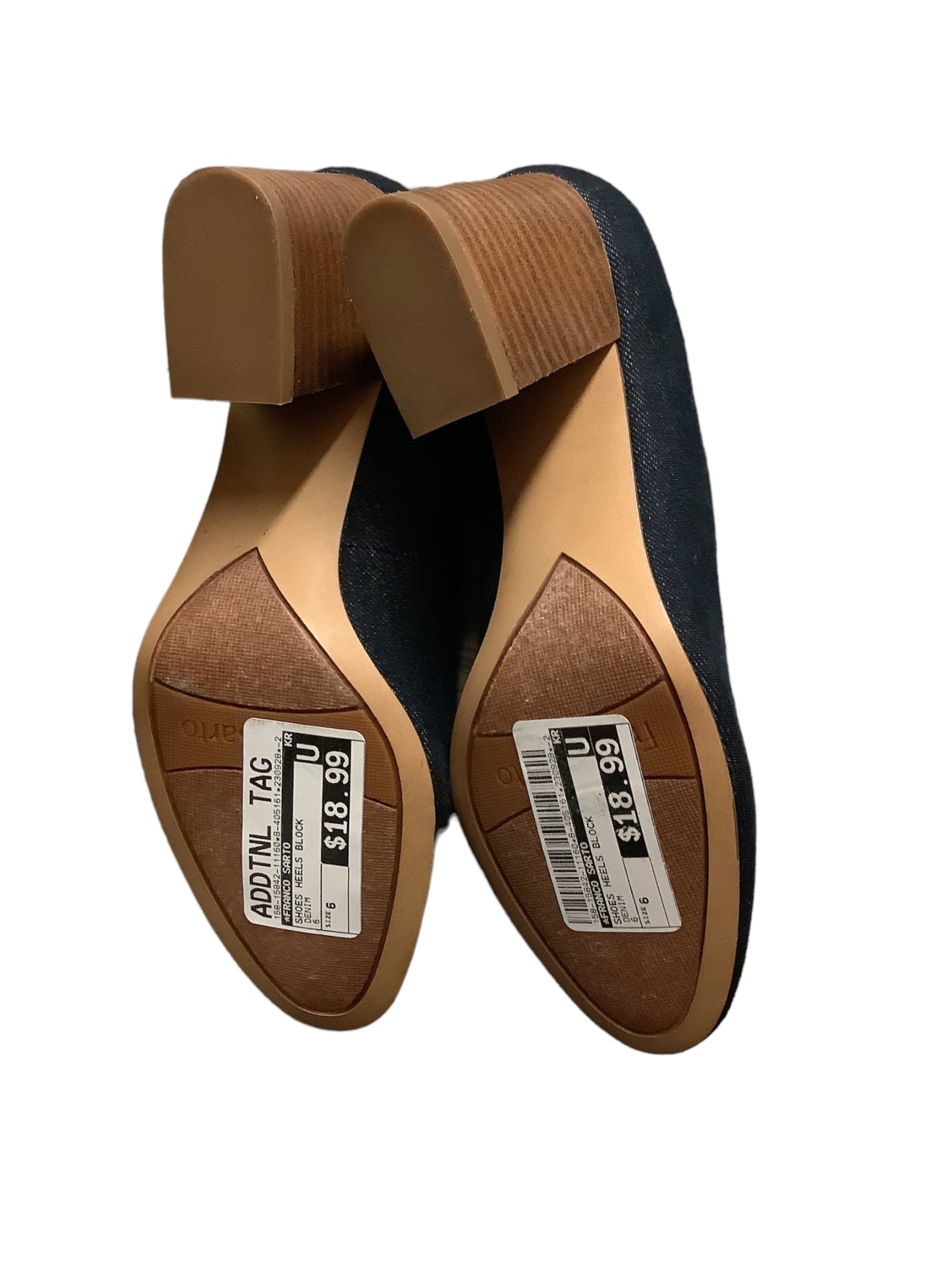 Denim Shoes Heels Block Franco Sarto, Size 6