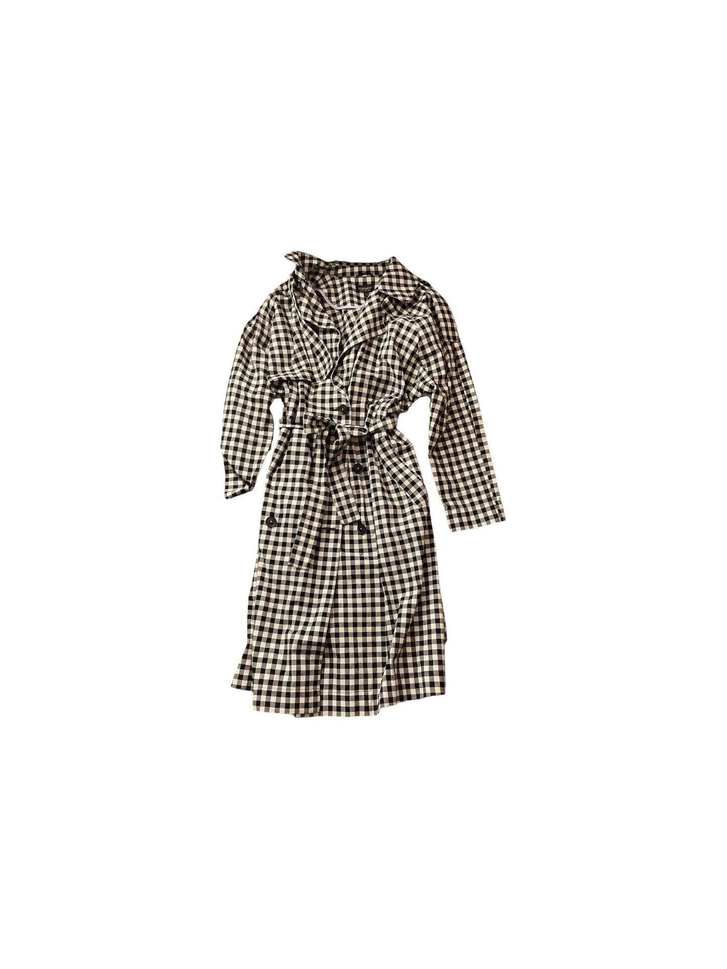 Coat Trench Coat By Top Shop In Checkered Pattern, Size: 12