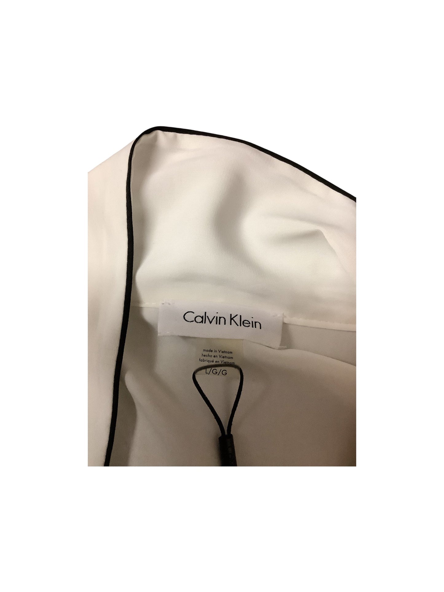 Top Long Sleeve Basic By Calvin Klein In Black & White, Size: L