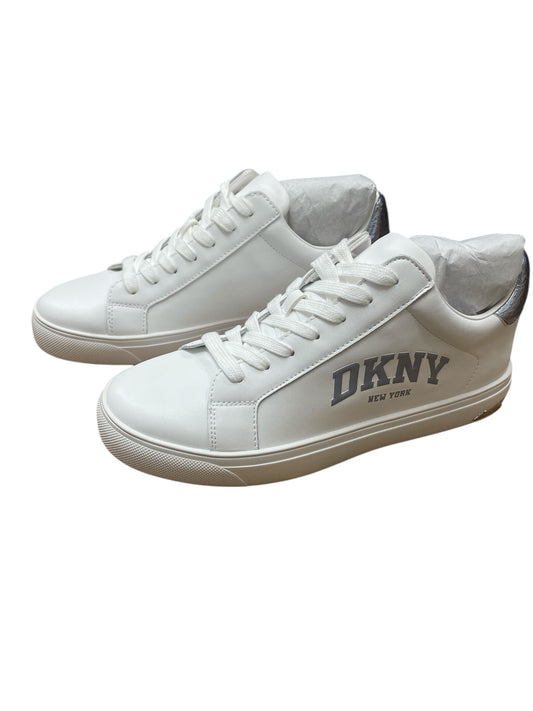 Shoes Sneakers By Dkny In Silver & White, Size: 8