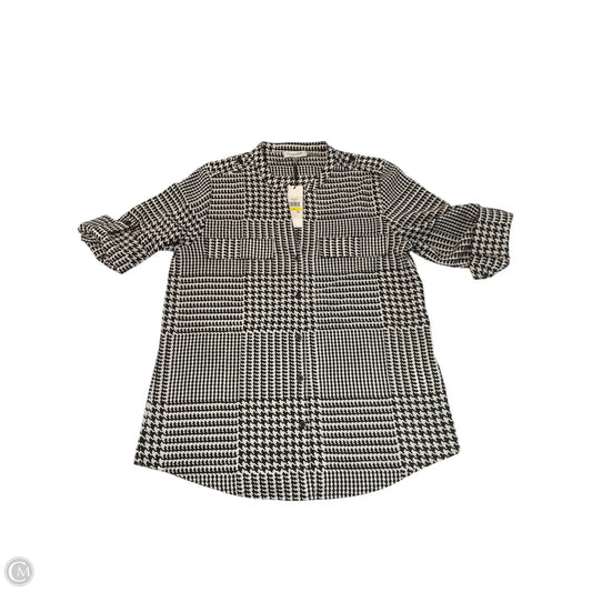 Top Long Sleeve Basic By Calvin Klein In Black & White, Size: M