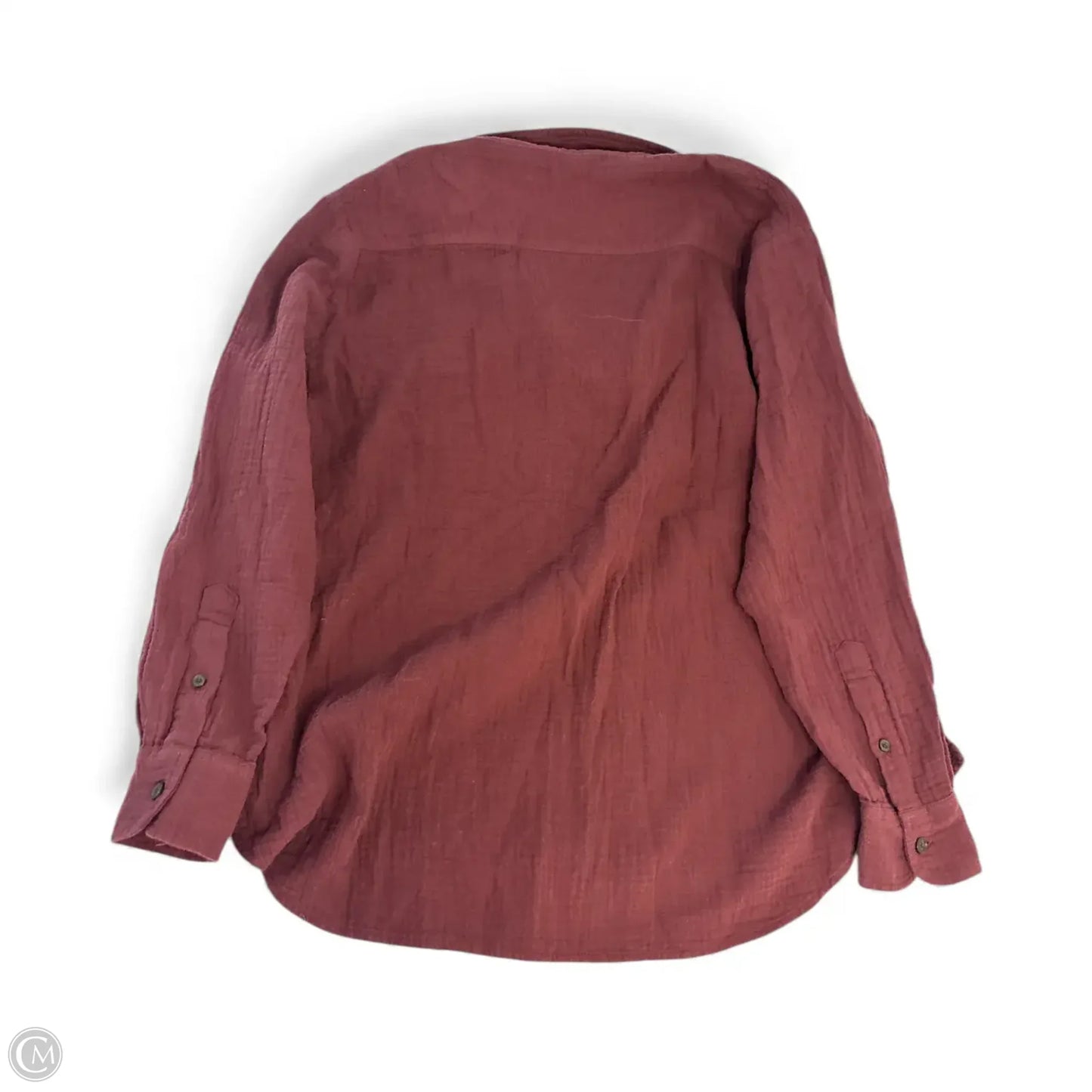 Top Long Sleeve Basic By Madewell In Maroon, Size: M