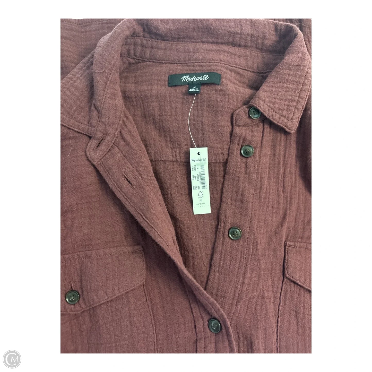 Top Long Sleeve Basic By Madewell In Maroon, Size: M