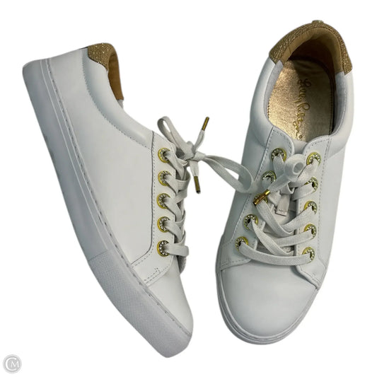 Shoes Designer By Lilly Pulitzer In Gold & White, Size: 9