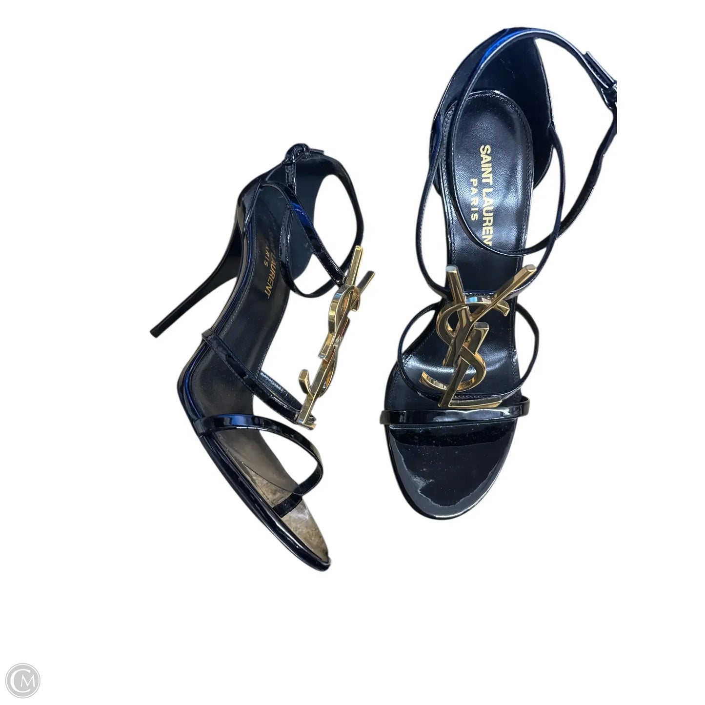 Yves Saint Laurent In Black & Gold Sandals