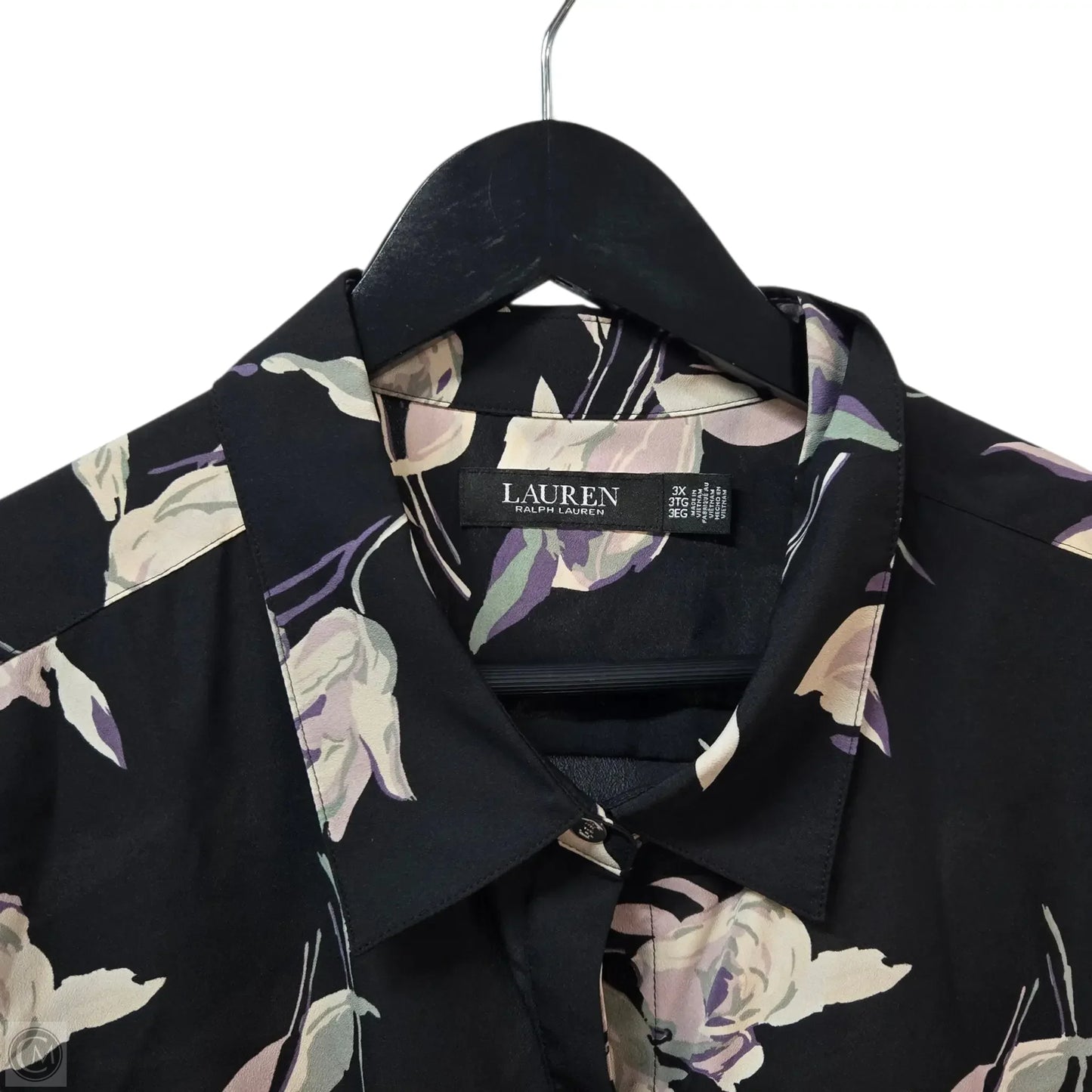 Top Long Sleeve Basic By Ralph Lauren Black Label In Floral Print, Size: 3x