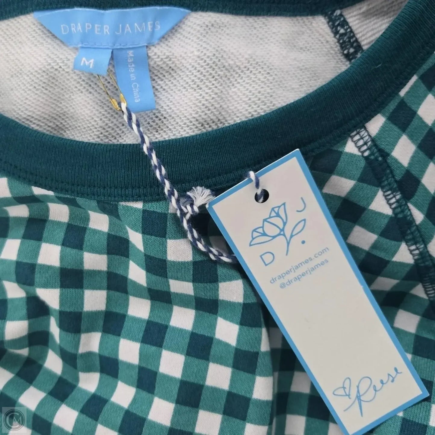 Top Long Sleeve Basic By Draper James In Green & White, Size: M