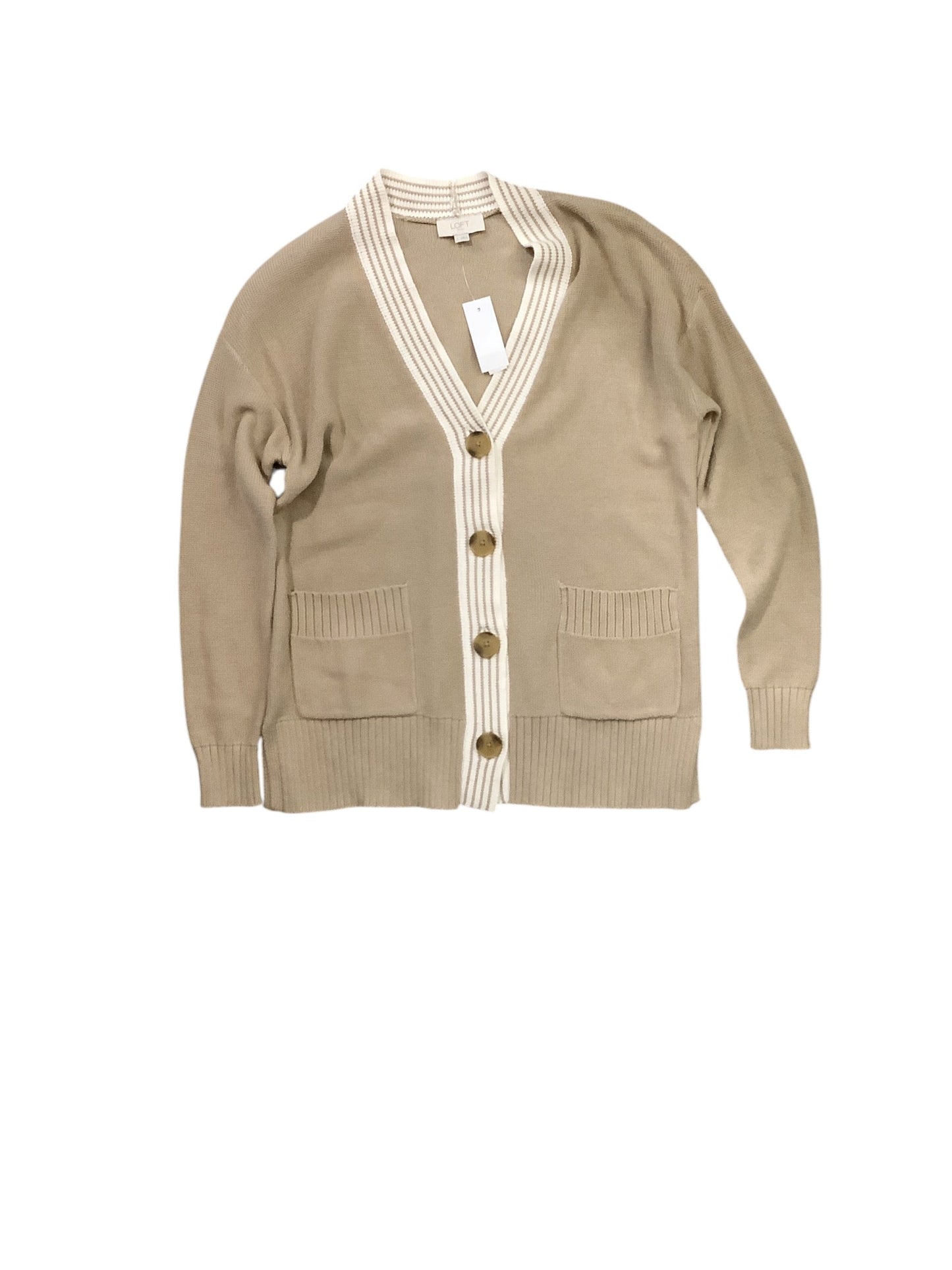 Sweater Cardigan By Loft In Beige, Size: S