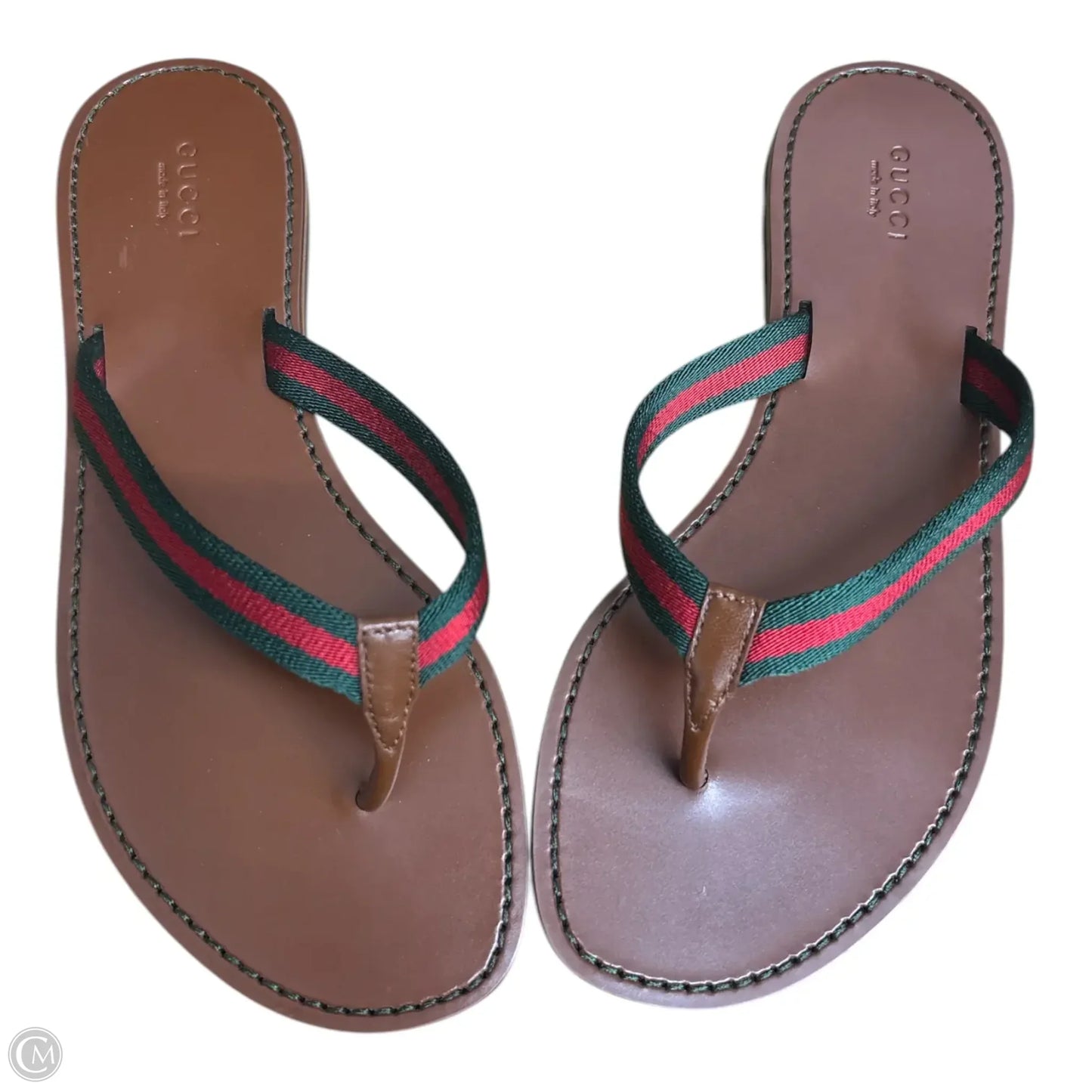 Sandals Luxury Designer By Gucci In Brown & Green