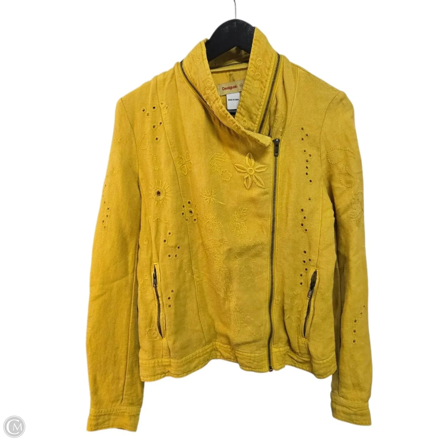 Jacket Denim By DESIGUAL In Yellow Denim, Size: M