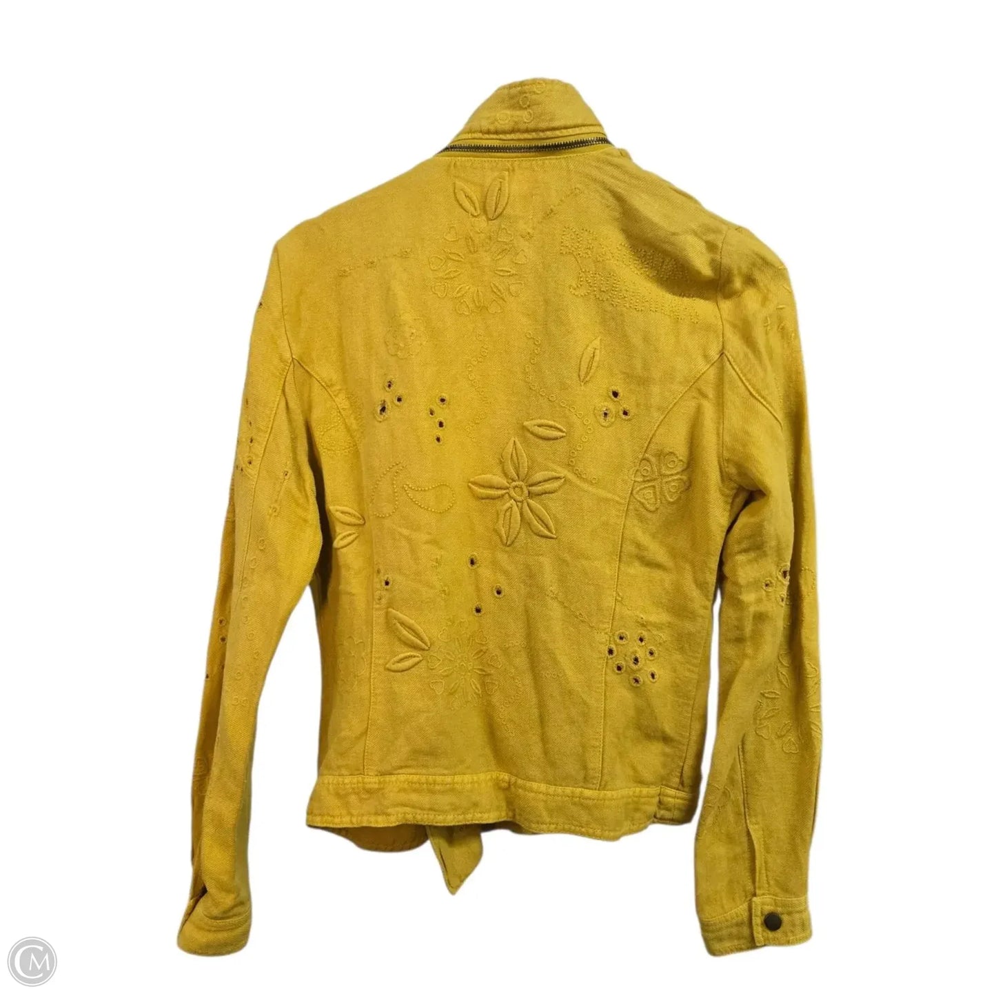 Jacket Denim By DESIGUAL In Yellow Denim, Size: M