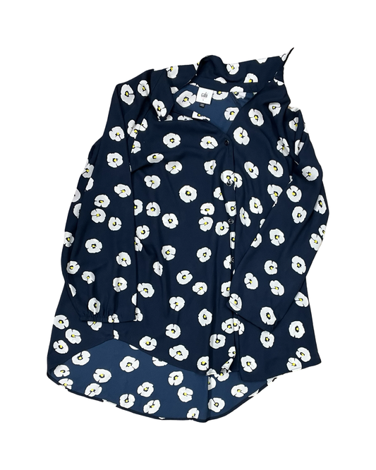 Blouse Ls By Cabi In Blue & White, Size:L