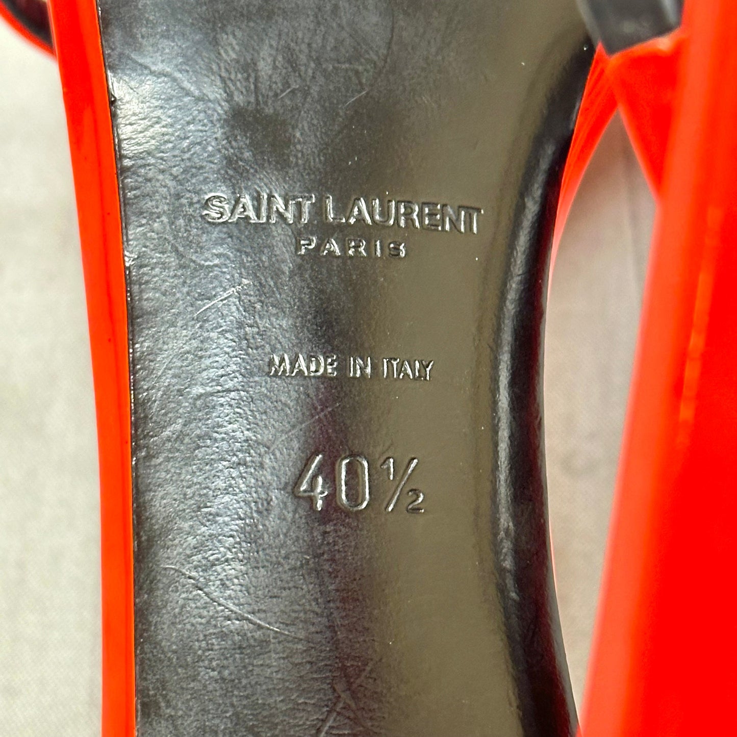 Sandals Luxury Designer By Yves Saint Laurent In Orange, Size: 10.5