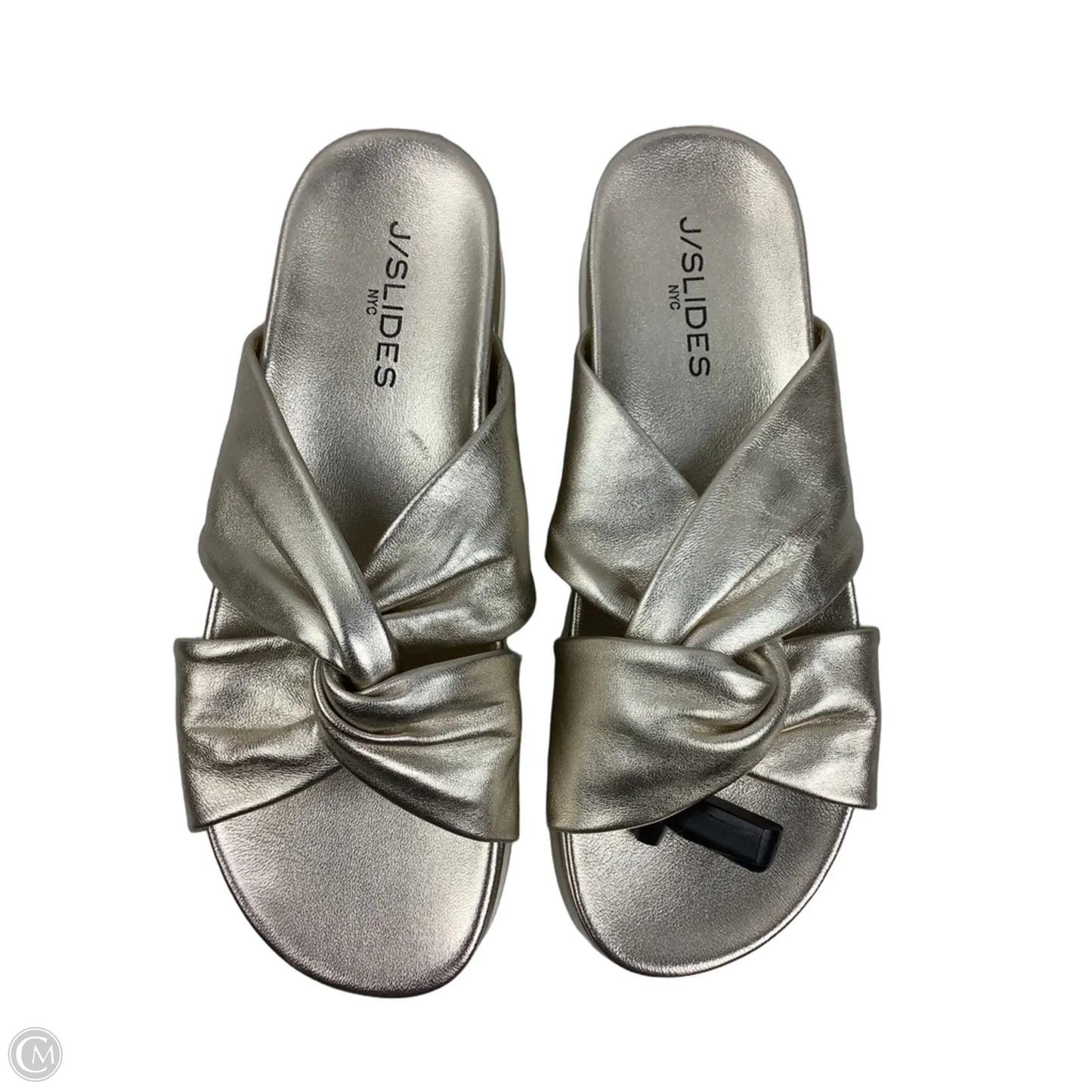 Sandals Heels Platform By J Slides In Gold, Size: 9