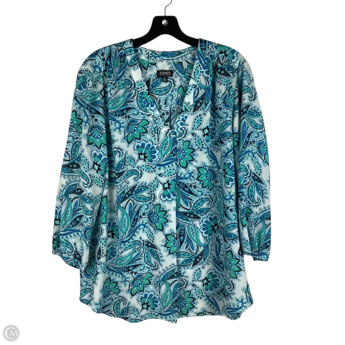 Top Long Sleeve By Jones New York In Paisley Print, Size: Xl