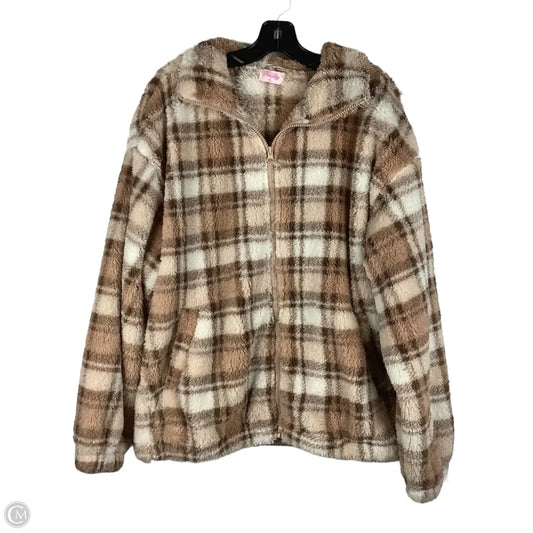 Jacket Fleece By Pink Lily In Plaid Pattern, Size: Xl