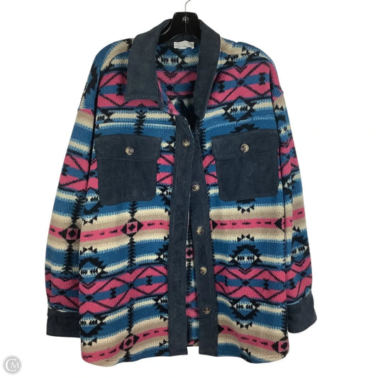Jacket Shirt By Oddi In Blue & Pink, Size: 2x