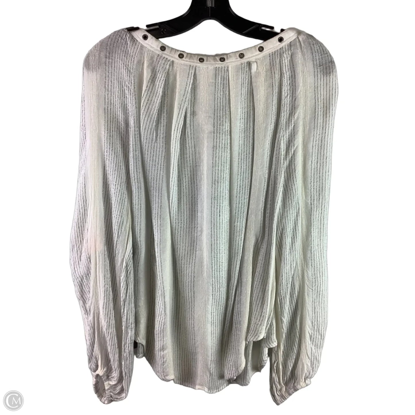 Top Long Sleeve By Free People In Silver & White, Size: S