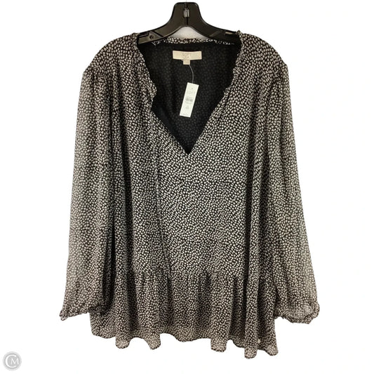 Top Long Sleeve By Loft In Black & White, Size: 3x