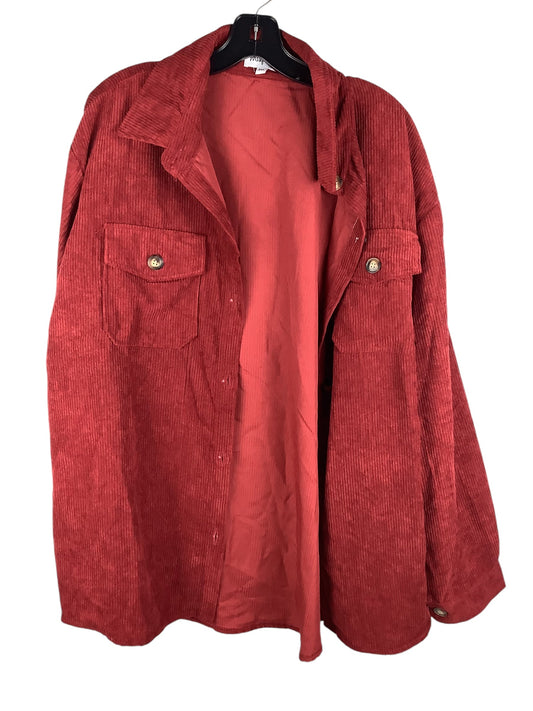 Jacket Shirt By Clothes Mentor In Red, Size: 3x