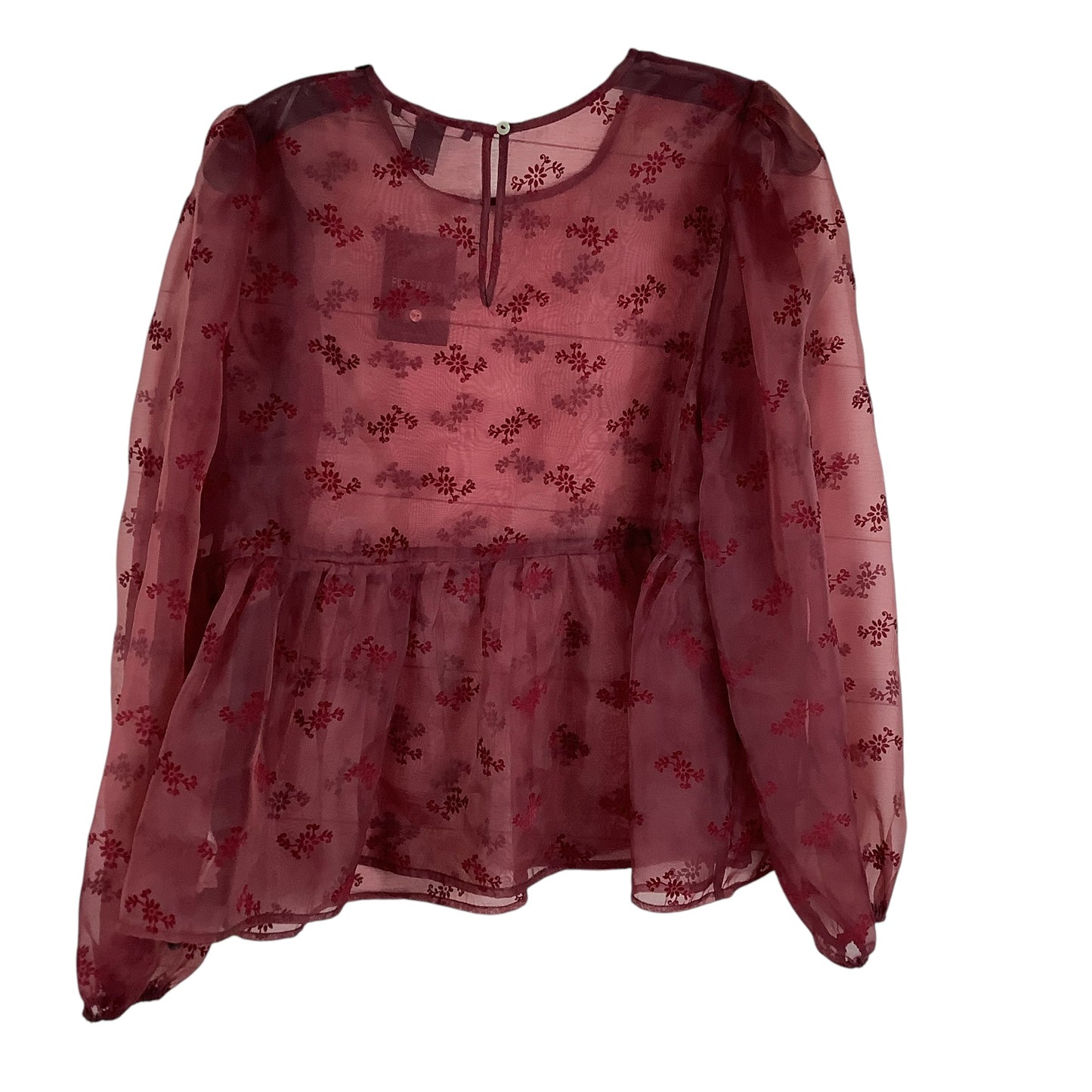 Top Long Sleeve By Forever 21 In Maroon, Size: L