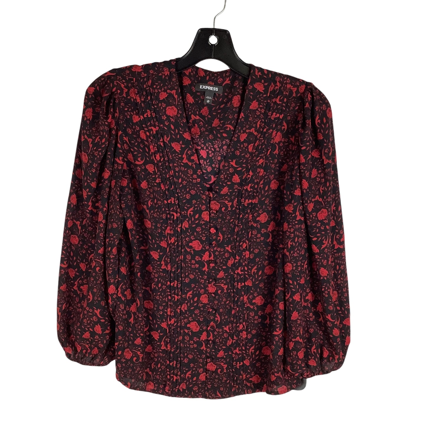 Top Long Sleeve By Express In Black & Red, Size: Xs