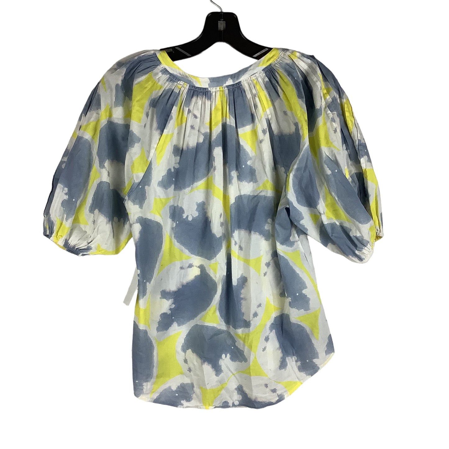 Blue & Yellow Top Short Sleeve Designer Diane Von Furstenberg, Size 2