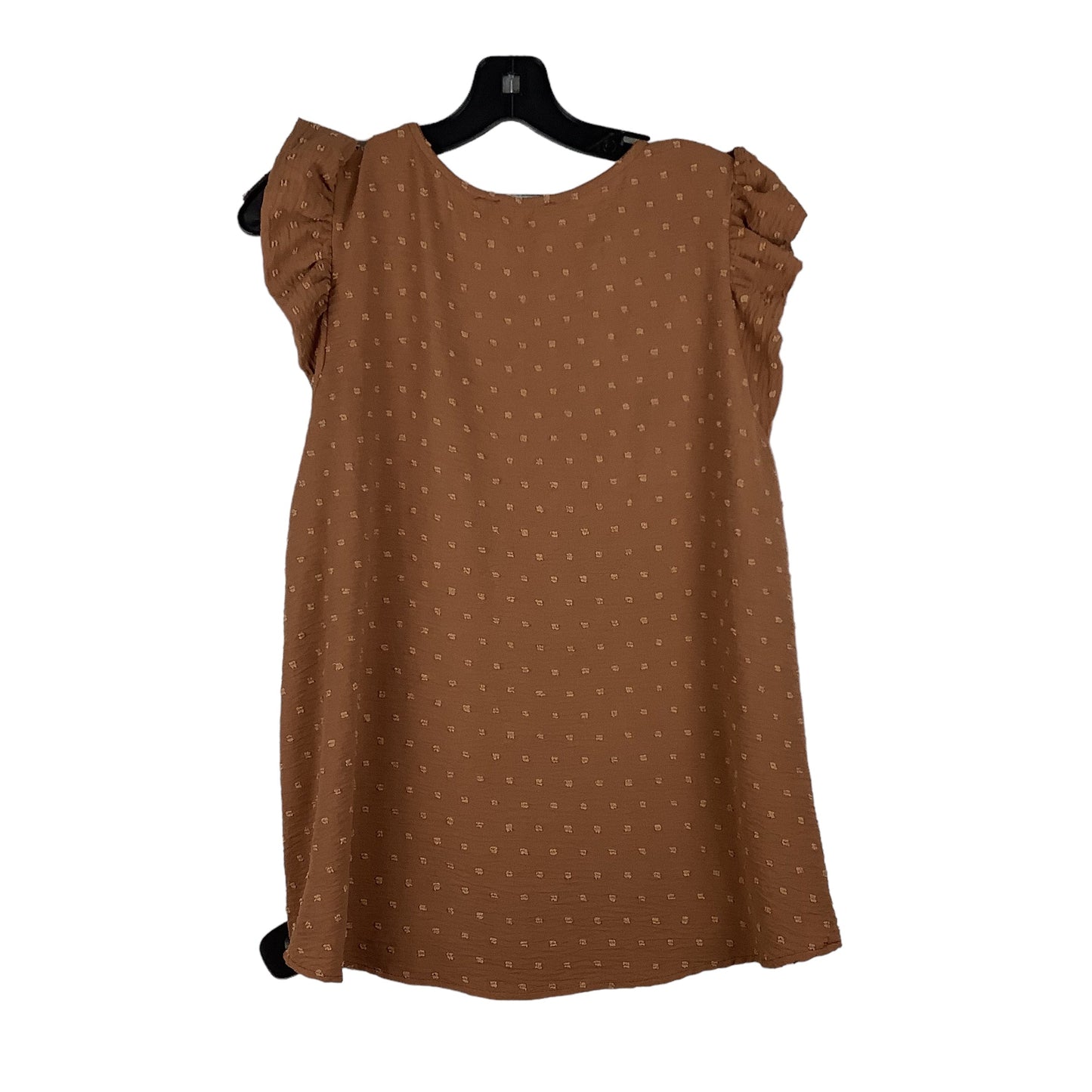 Brown Top Short Sleeve Clothes Mentor, Size L