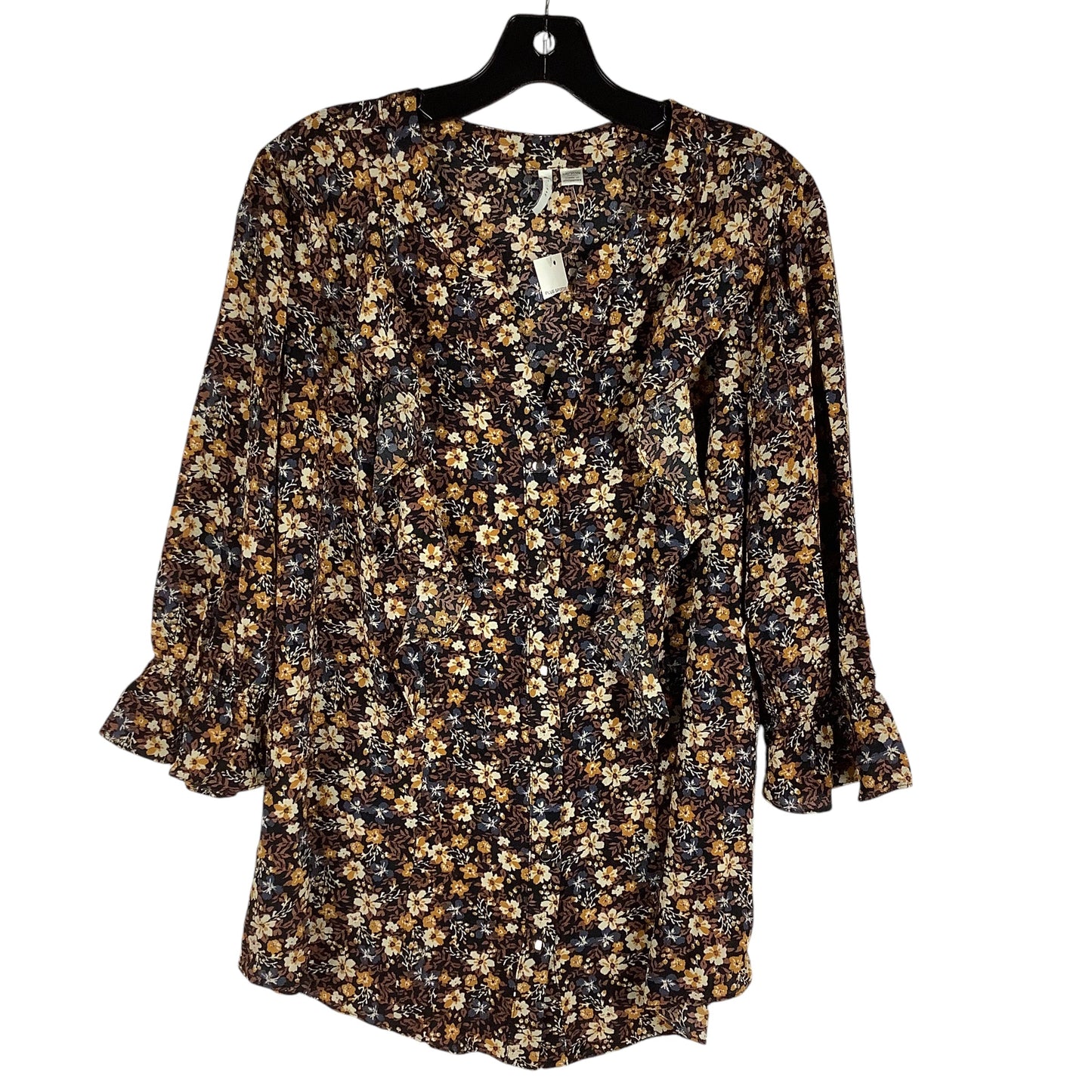 Top Long Sleeve By Cato In Floral Print, Size: Xl